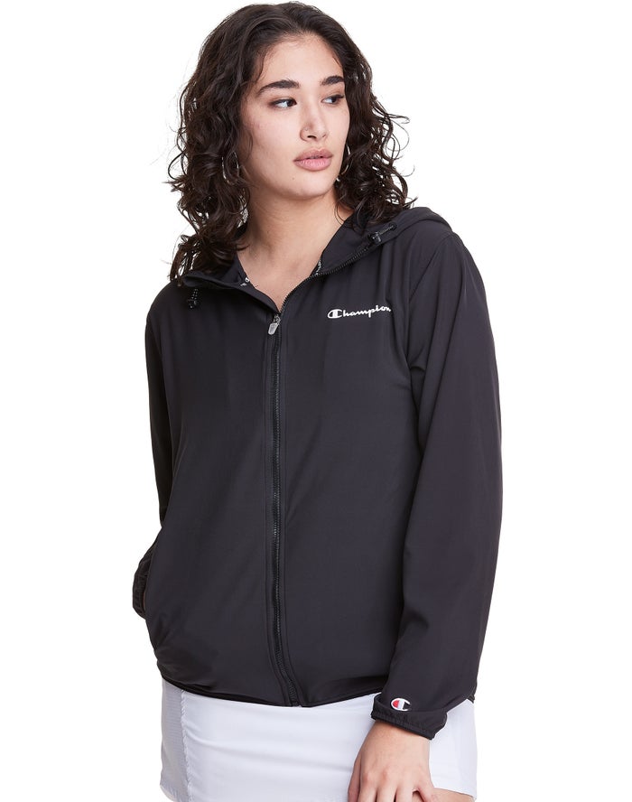 Champion Woven Full-Zip Black Jackets Womens - South Africa YSALBM432